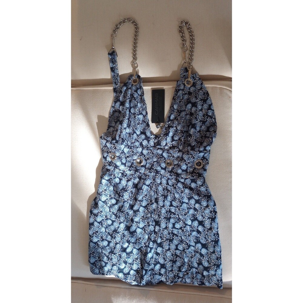 Brand new CARMAR Floral Chain Strap & Rivet Romper LF sz small; Retails $154